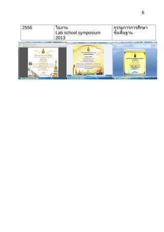 6
2556 ในงาน
Lab school symposium
2013
กรรมการการศึกษา
ขั้นพื้นฐาน
 