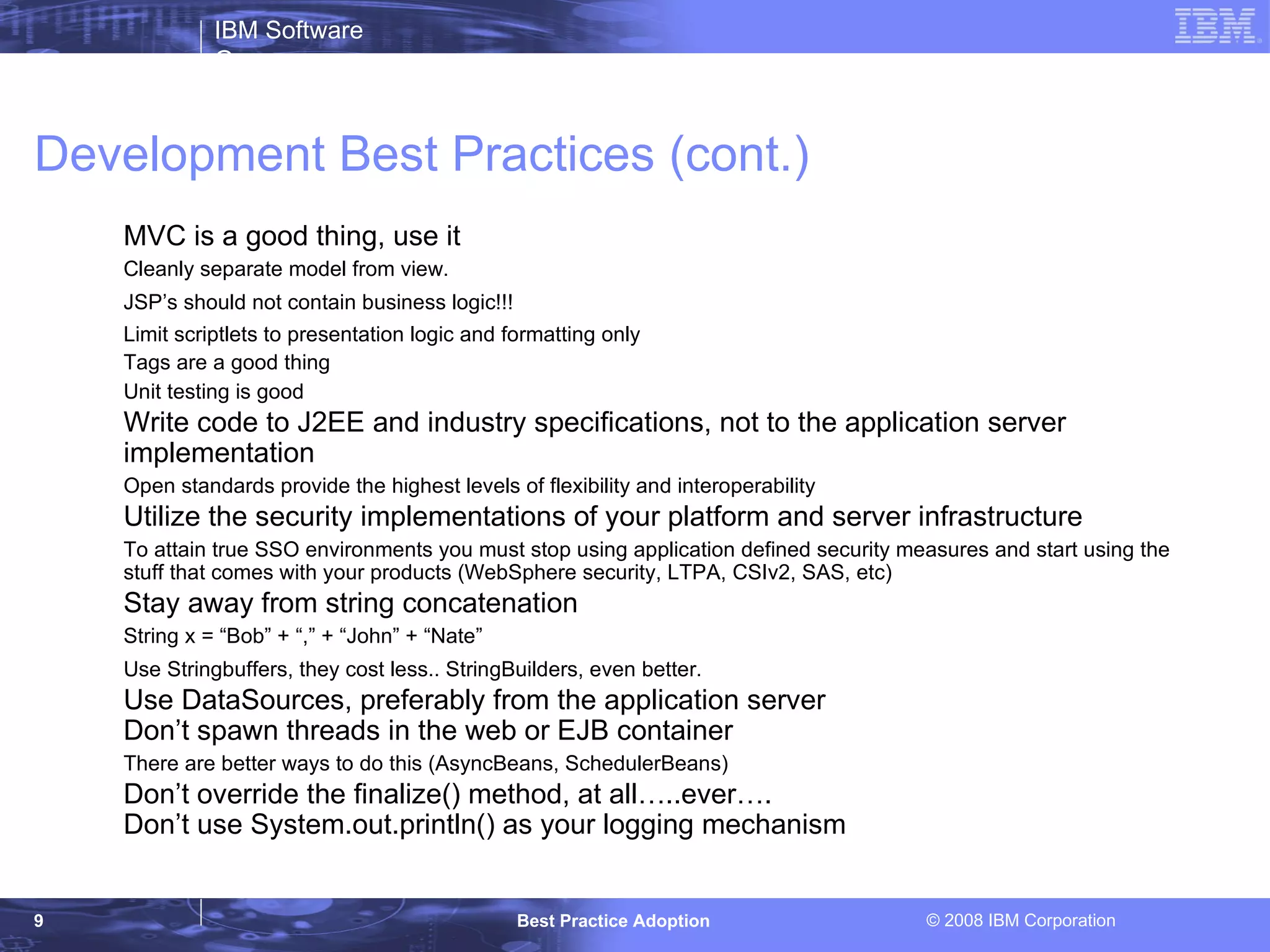 Best Practices Development 
