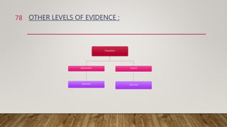 OTHER LEVELS OF EVIDENCE :
Population
Intervention
Outcome
Control
Outcome
78
 