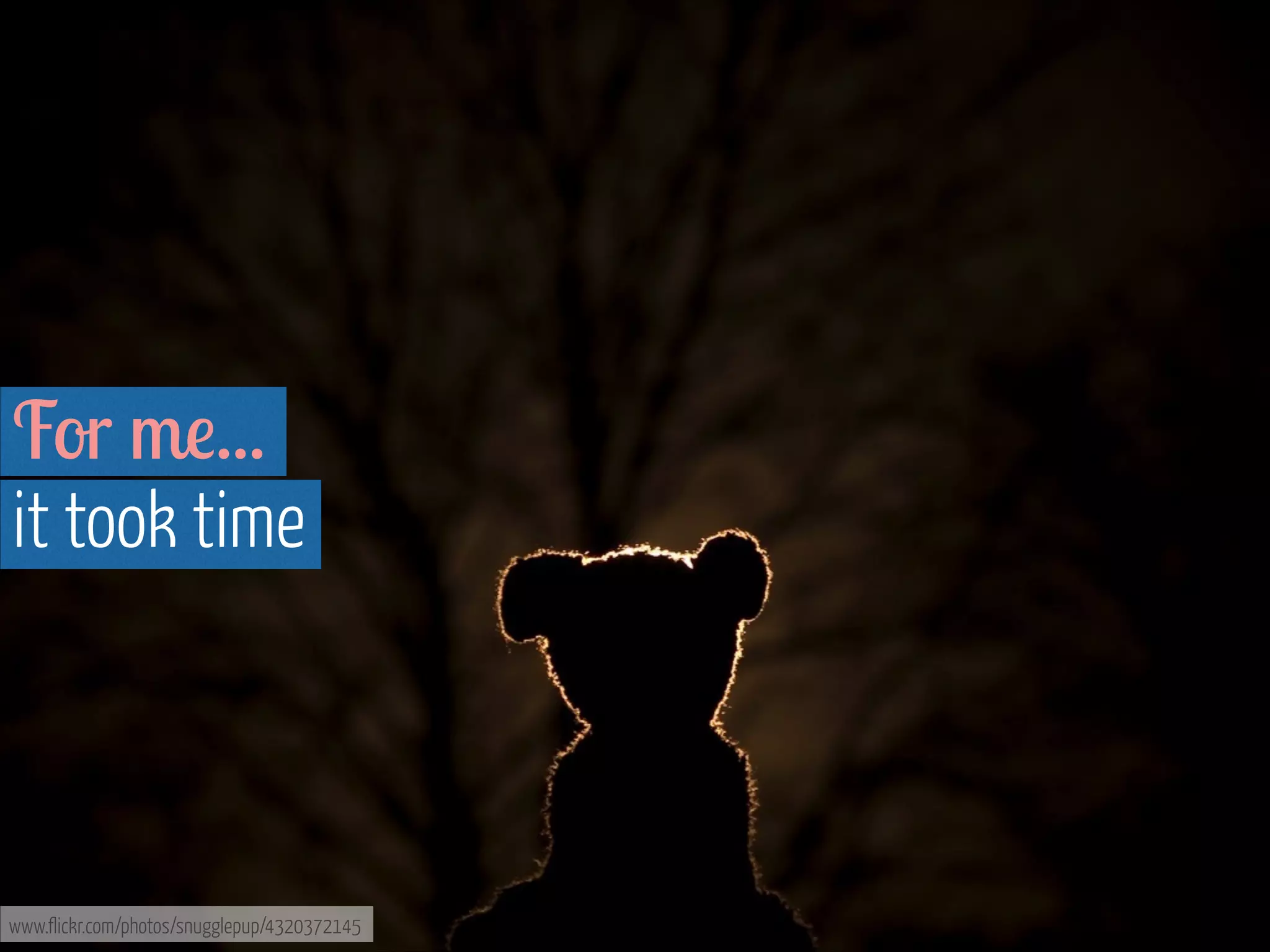 For me...  
it took time

www.flickr.com/photos/snugglepup/4320372145

 