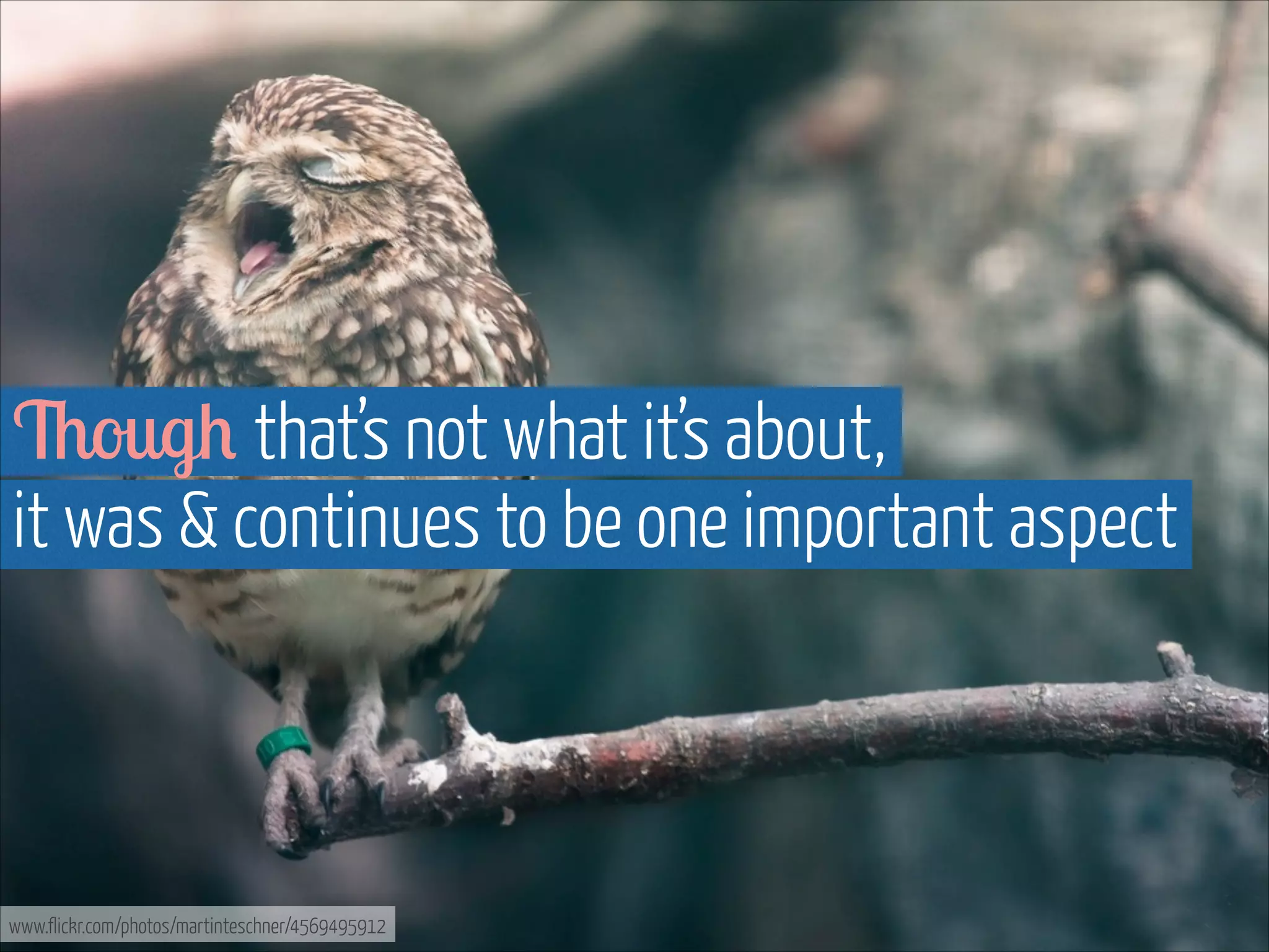 Though that’s not what it’s about,  
it was & continues to be one important aspect

www.flickr.com/photos/martinteschner/4569495912

 