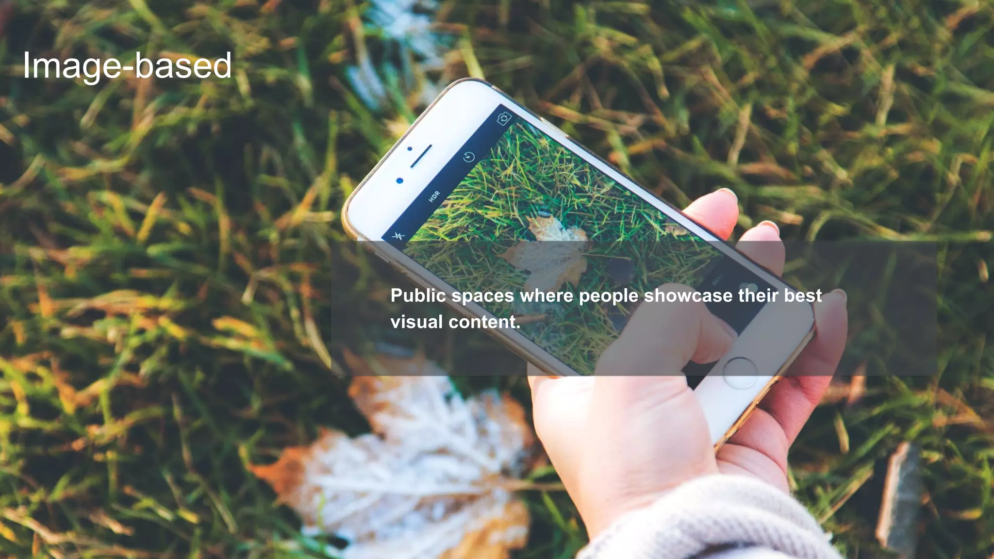 Image-based
Public spaces where people showcase their best
visual content.
 
