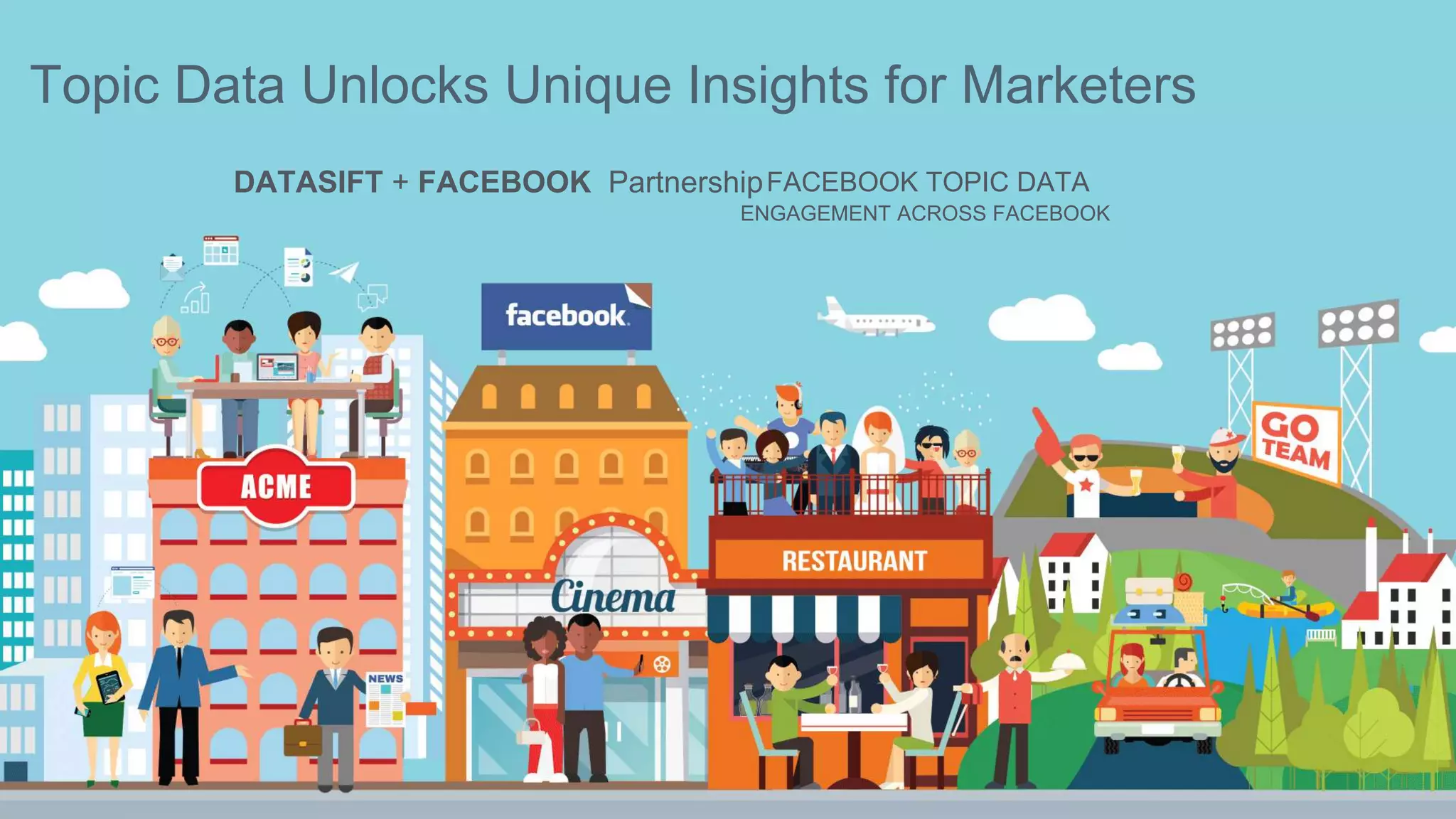 DATASIFT + FACEBOOK Partnership
ENGAGEMENT ACROSS FACEBOOK
FACEBOOK TOPIC DATA
Topic Data Unlocks Unique Insights for Marketers
 
