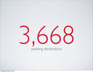 3,668
padding declarations
Wednesday, March 30, 2011