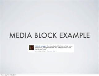 MEDIA BLOCK EXAMPLE
Wednesday, March 30, 2011