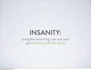 INSANITY:
                            doing the same thing over and over
                              and expecting diffe...