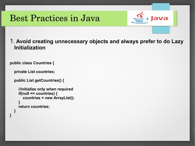 Best practices in Java | PPT
