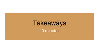 Takeaways
10 minutes
 