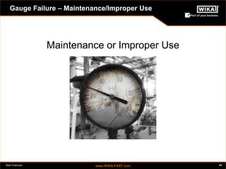 Best Practices www.WIKA-FAST.com 44 
Gauge Failure – Maintenance/Improper Use 
Maintenance or Improper Use 
 