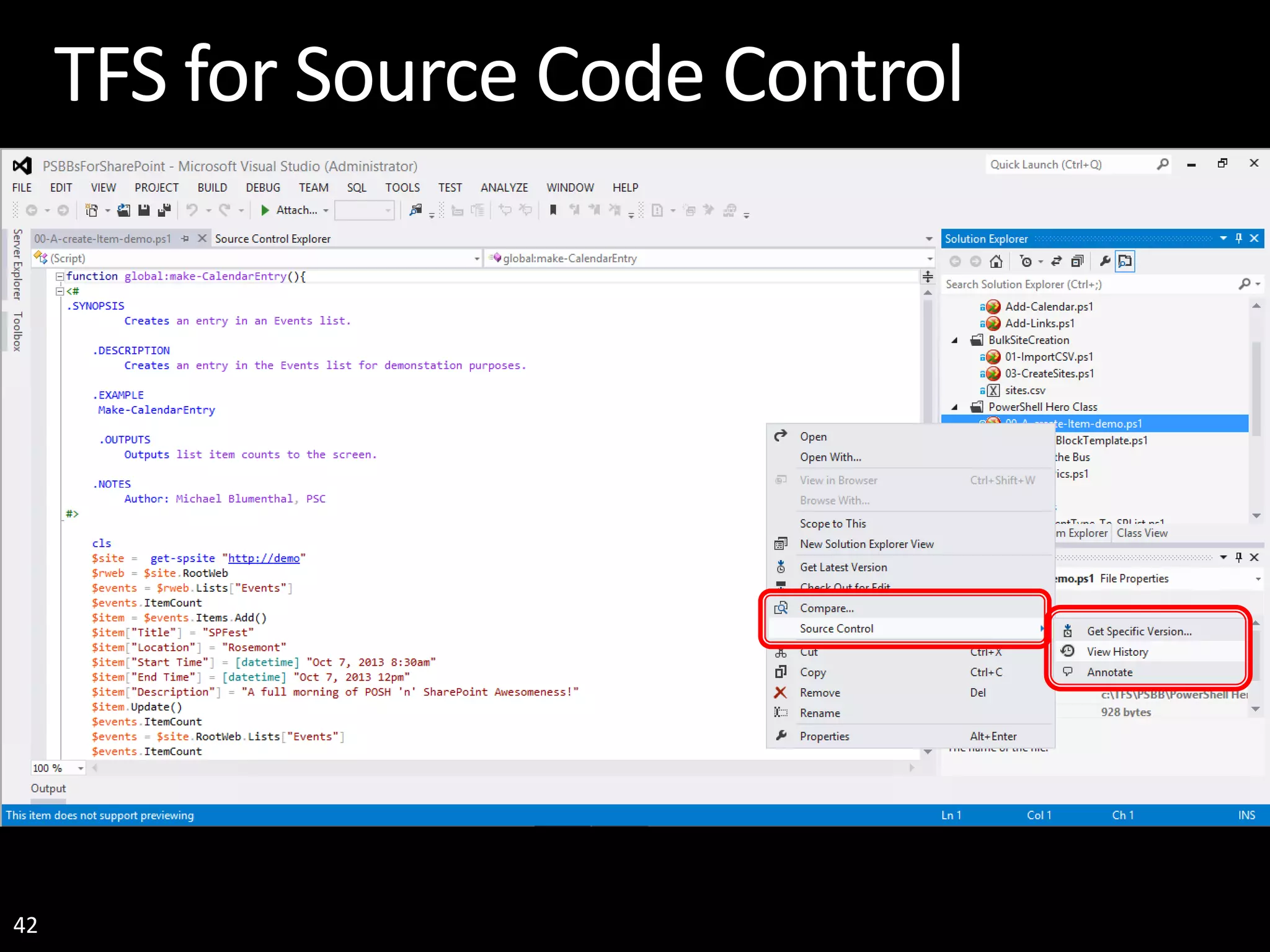 42 TFS for Source Code Control 