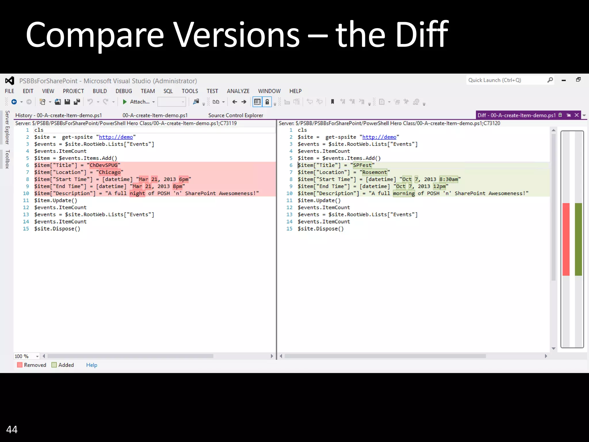 44 Compare Versions – the Diff 