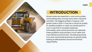 Best Practices for Applying Dust Control Products on Gravel Roads | PDF