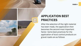 Best Practices for Applying Dust Control Products on Gravel Roads | PDF