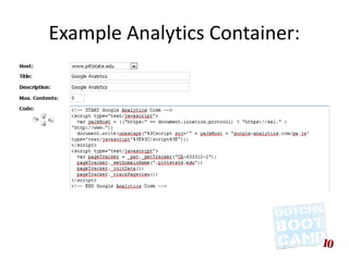 Example Analytics Container:
 