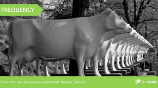 How often are deployments performed? Weekly? Seldom?
FREQUENCY
 