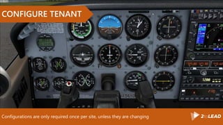 Configurations are only required once per site, unless they are changing
CONFIGURE TENANT
 