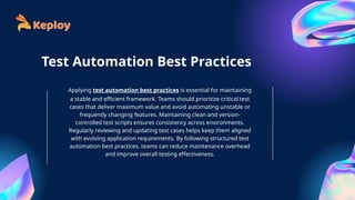 Best Practices for Designing Robust Test Automation Frameworks | PPTX
