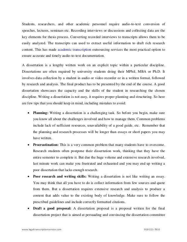 Dissertation writing in practice