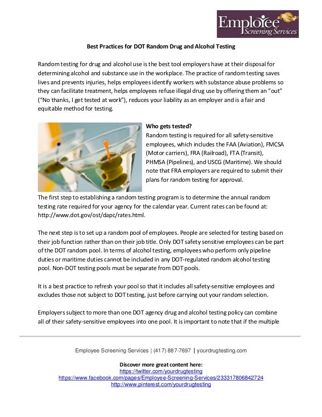 Best Practices for DOT Random Drug and Alcohol Testing