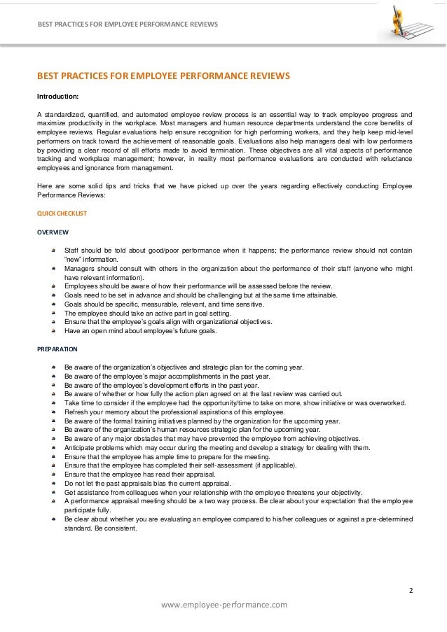 best practices for employee performance reviews performance review for employees