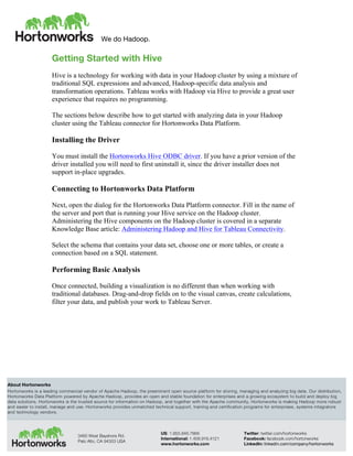 Best Practices for Hadoop Data Analysis with Tableau and Hortonworks ...