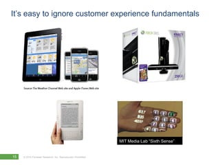It’s easy to ignore customer experience fundamentals




                                                               MIT Media Lab “Sixth Sense”


15   © 2010 Forrester Research, Inc. Reproduction Prohibited
 