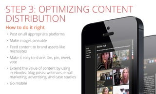 STEP 3: OPTIMIZING CONTENT
DISTRIBUTION
How to do it right

•	 Post on all appropriate platforms
•	 Make images pinnable
•...