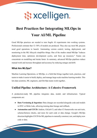 Best Practices for Integrating MLOps in Your AI_ML Pipeline | PDF