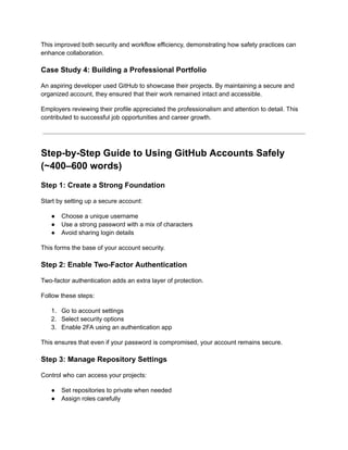 Comprehensive Guide to Using GitHub Accounts Safely in 2026 | PDF