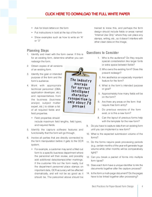 Best Practices for Paper-Based Form Design For Improved Document ...