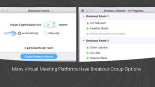 Many Virtual Meeting Platforms Have Breakout Group Options
 