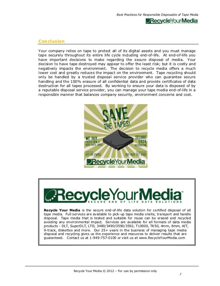 Best practices for responsible disposal of tape media