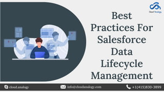 Best
Practices For
Salesforce
Data
Lifecycle
Management
cloud.analogy info@cloudanalogy.com +1(415)830-3899
 