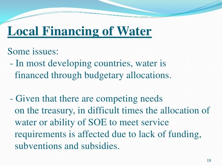 Best Practices for Water Financing and Pricing