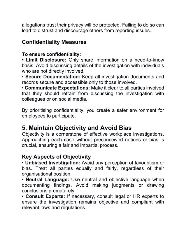 Best practices for workplace investigations pdf