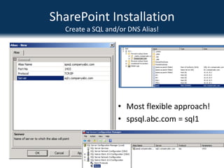 SharePoint InstallationInstallation ProcessChoose Index Location during InstallIndex location can be changed later, but more difficult