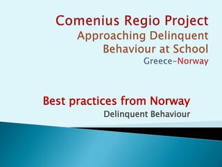 Best practices from Norway
Delinquent Behaviour
 