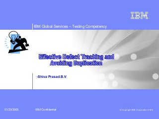 IBM Global Services – Testing Competency
IBM Confidential © Copyright IBM Corporation 200501/23/2005
-Shiva Prasad.B.V
 
