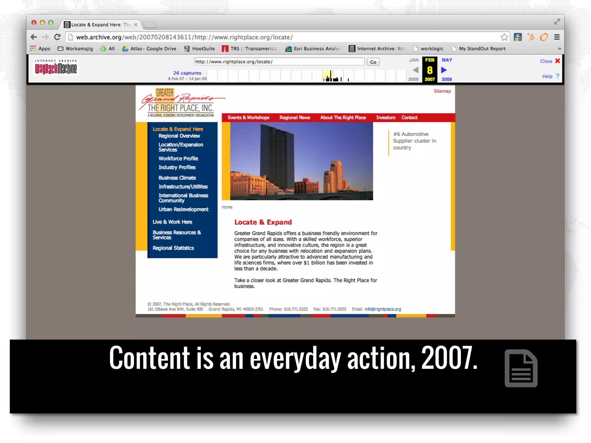 Content is an everyday action, 2007.
 