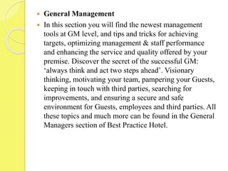 Best practices in hotel industry | PPTX