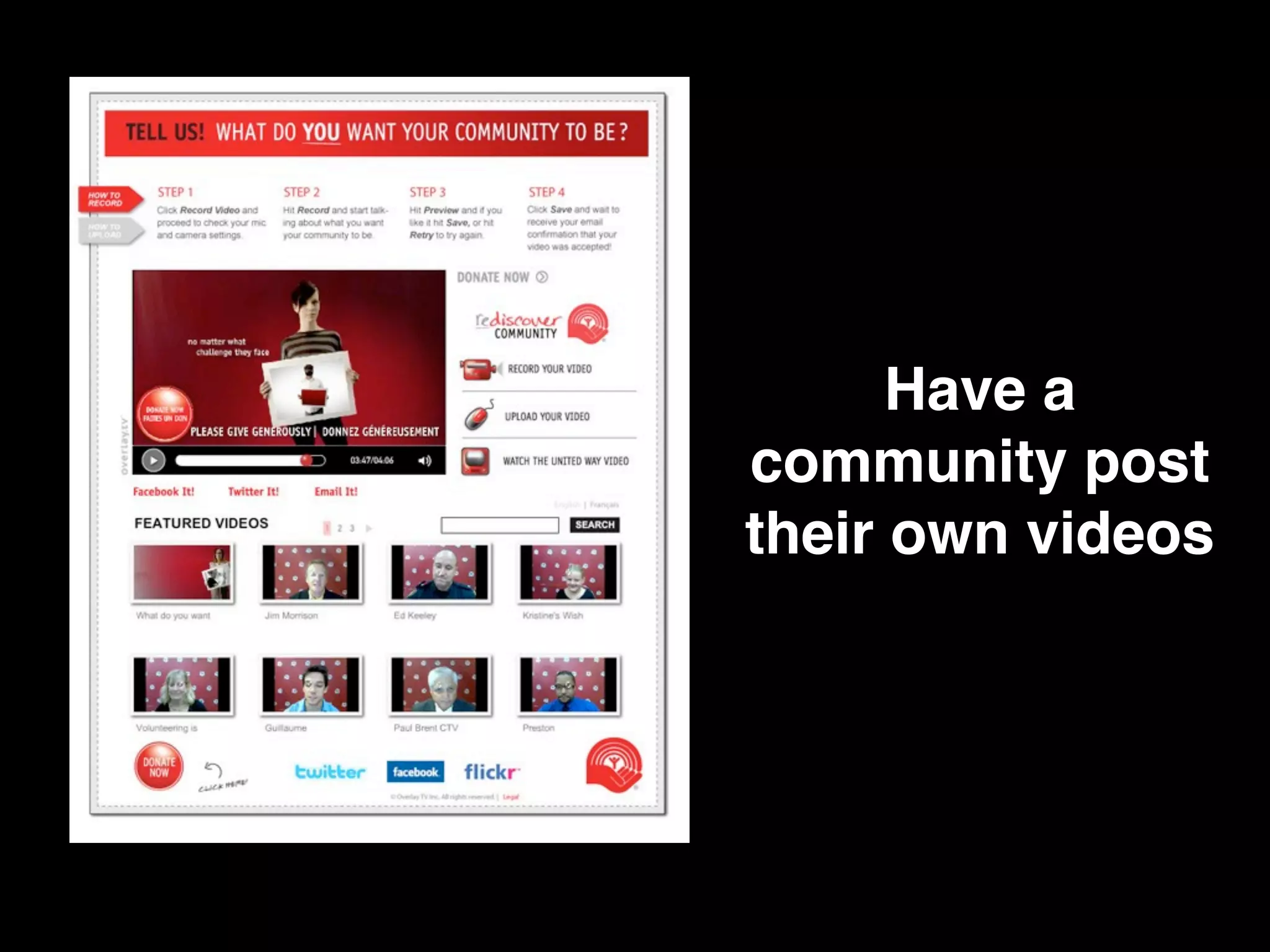 Have a
community post
their own videos
 