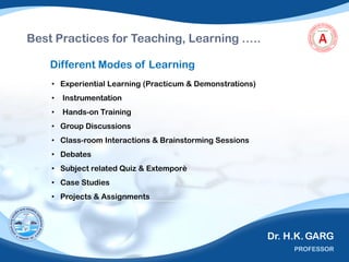 Best Practices in Teaching, Learning & Evaluation - Dr HK Garg | PDF