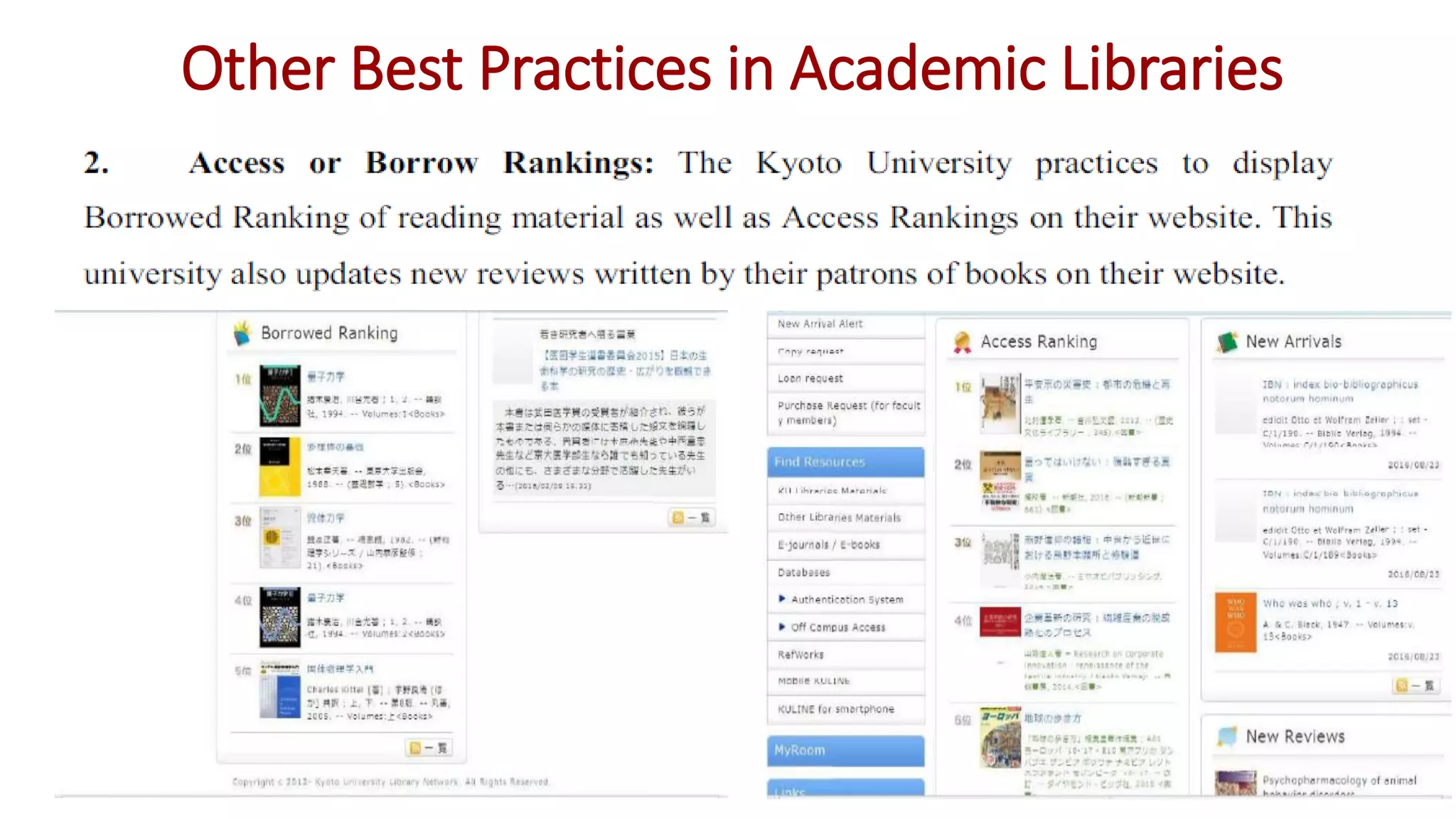 Other Best Practices in Academic Libraries
 
