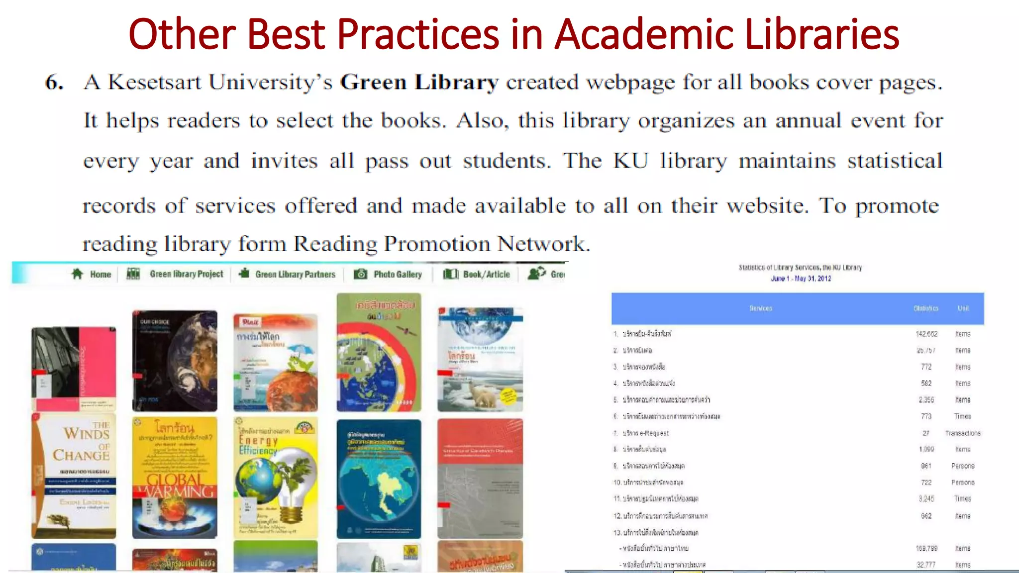 Other Best Practices in Academic Libraries
 