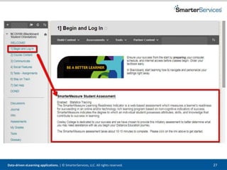 Data-driven eLearning applications. | © SmarterServices, LLC. All rights reserved. 27
 