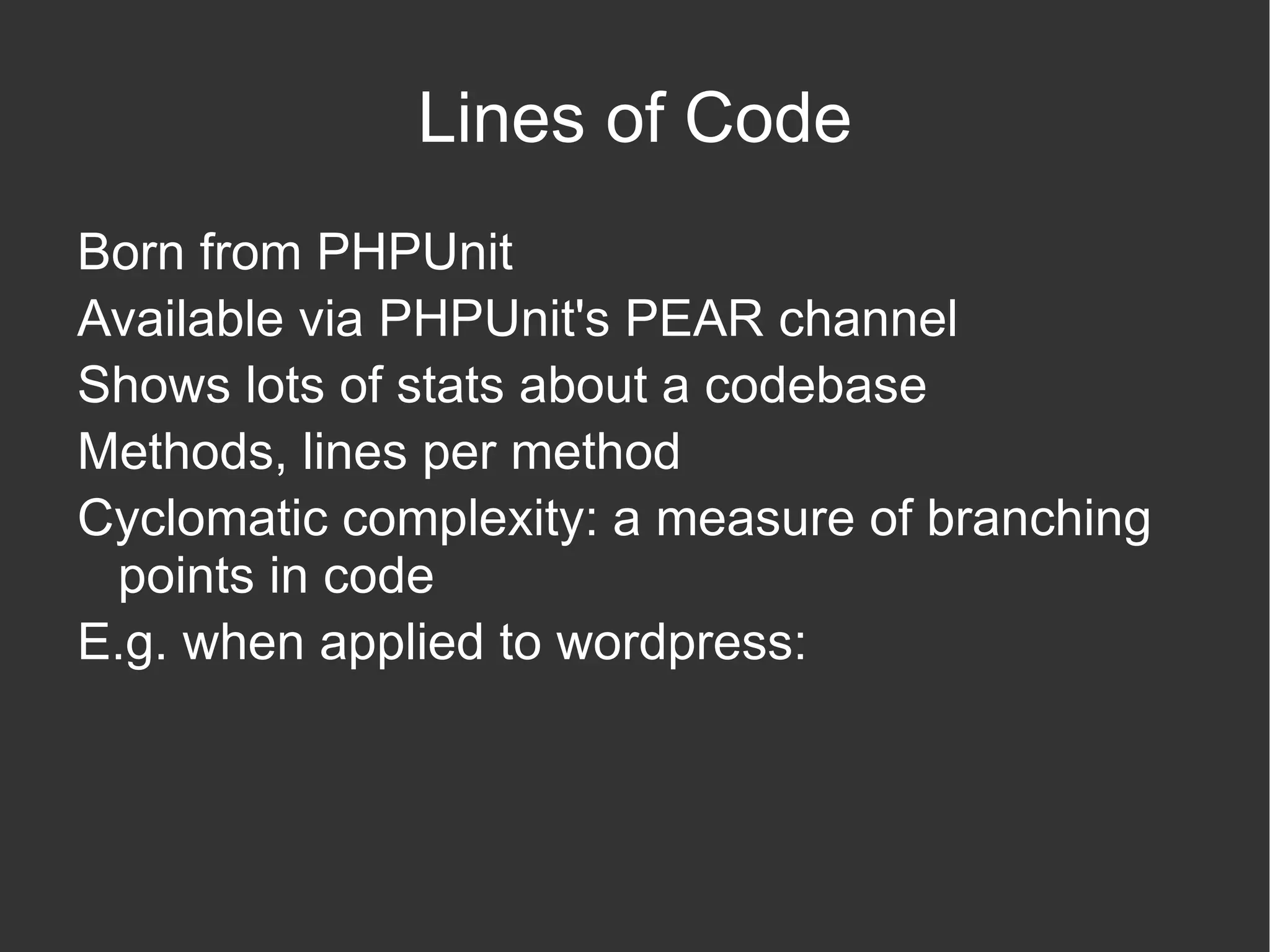 Factory Example: Hat Types 1  < ?php 2  3  require_once ( 'hat.php' ); 4  5  class   HatFactory   { 6  public   function   getHat ( $type   =   'woolly' ) { 7  // perform any logic you like here 8  return   new   Hat ( $type ); 9  } 10  } http://www.flickr.com/photos/91524358@N00/2260054061/ 