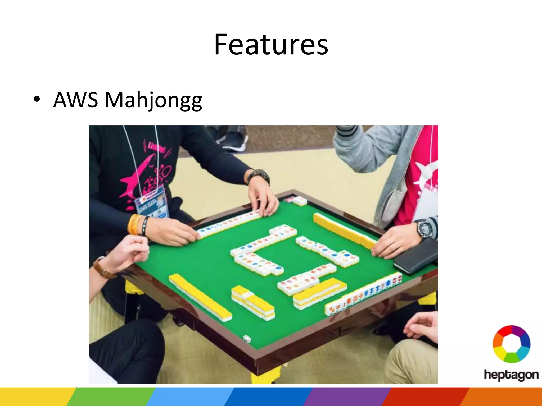 Features
• AWS Mahjongg
25
 
