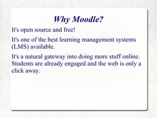 For instructors, it can be a way to extend the classroom and make learning more authentic and meaningful. 