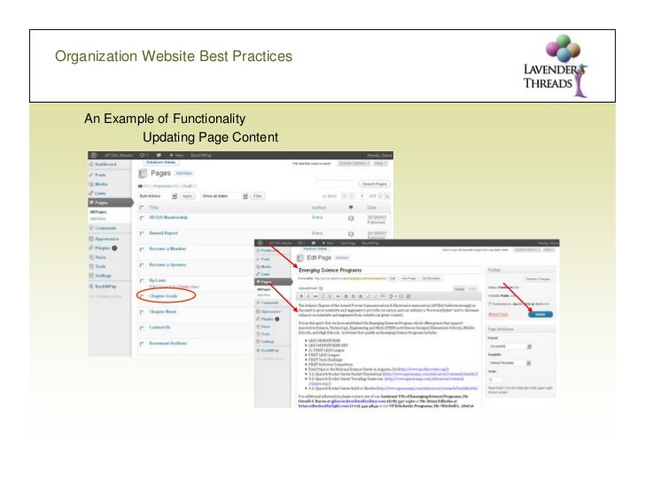 Best Practices for Organization sites AFCEA