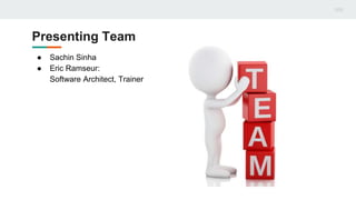 Presenting Team
● Sachin Sinha
● Eric Ramseur:
Software Architect, Trainer
 
